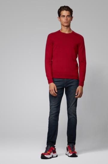 Sweter BOSS Slim Fit Czerwone Męskie (Pl37485)